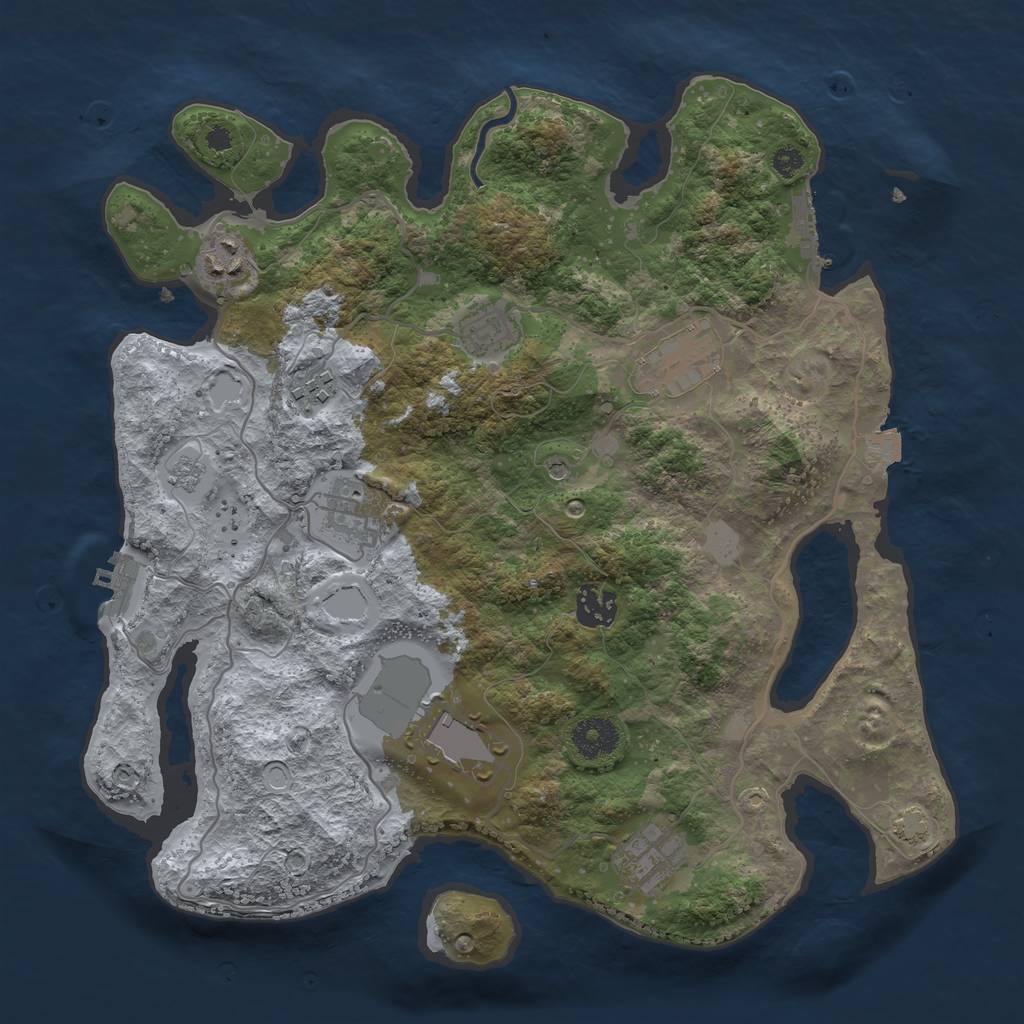 Rust Map: Procedural Map, Size: 3500, Seed: 1839757096, 16 Monuments