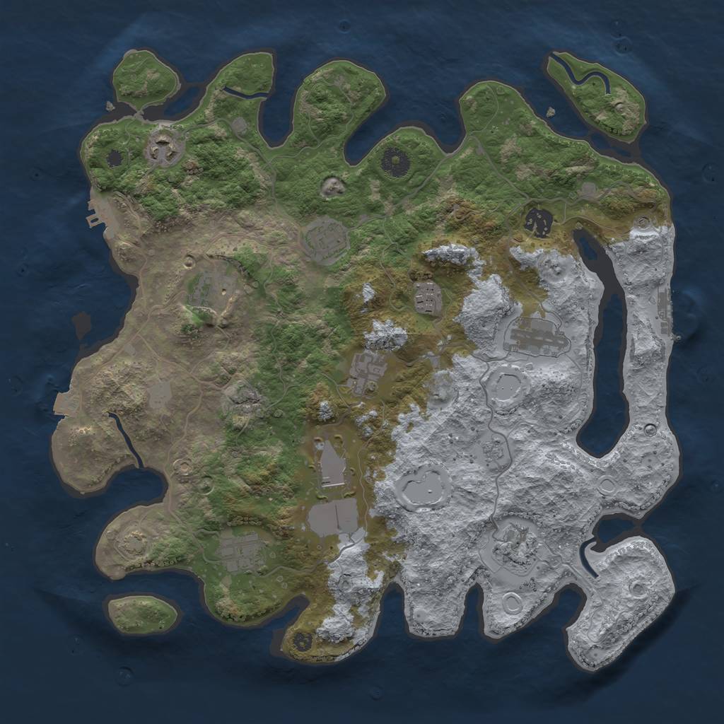 Rust Map: Procedural Map, Size: 3750, Seed: 656677154, 18 Monuments