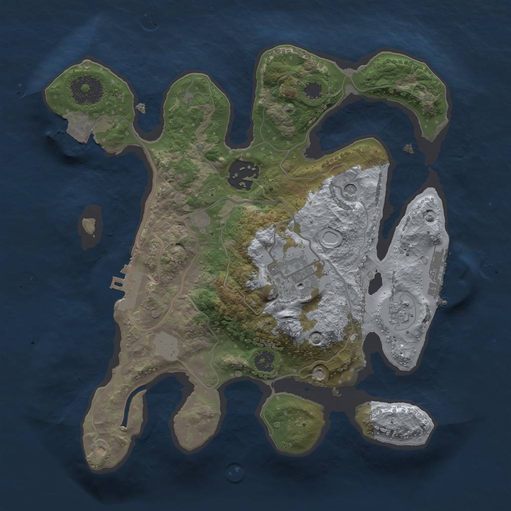 Rust Map: Procedural Map, Size: 2500, Seed: 1542690078, 9 Monuments