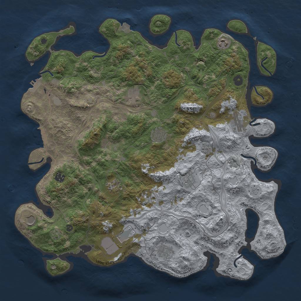 Rust Map: Procedural Map, Size: 4500, Seed: 1453462942, 19 Monuments