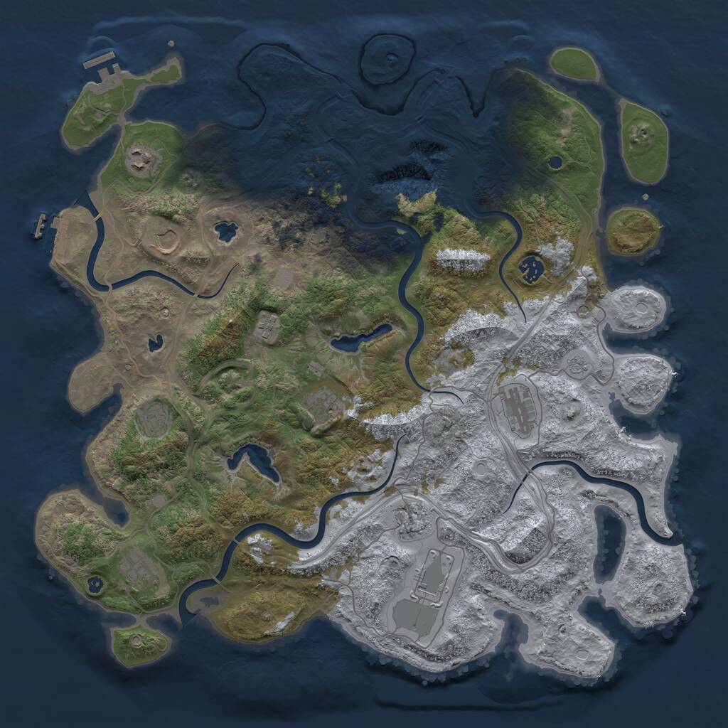 Rust Map: Procedural Map, Size: 4500, Seed: 1453462942, 16 Monuments