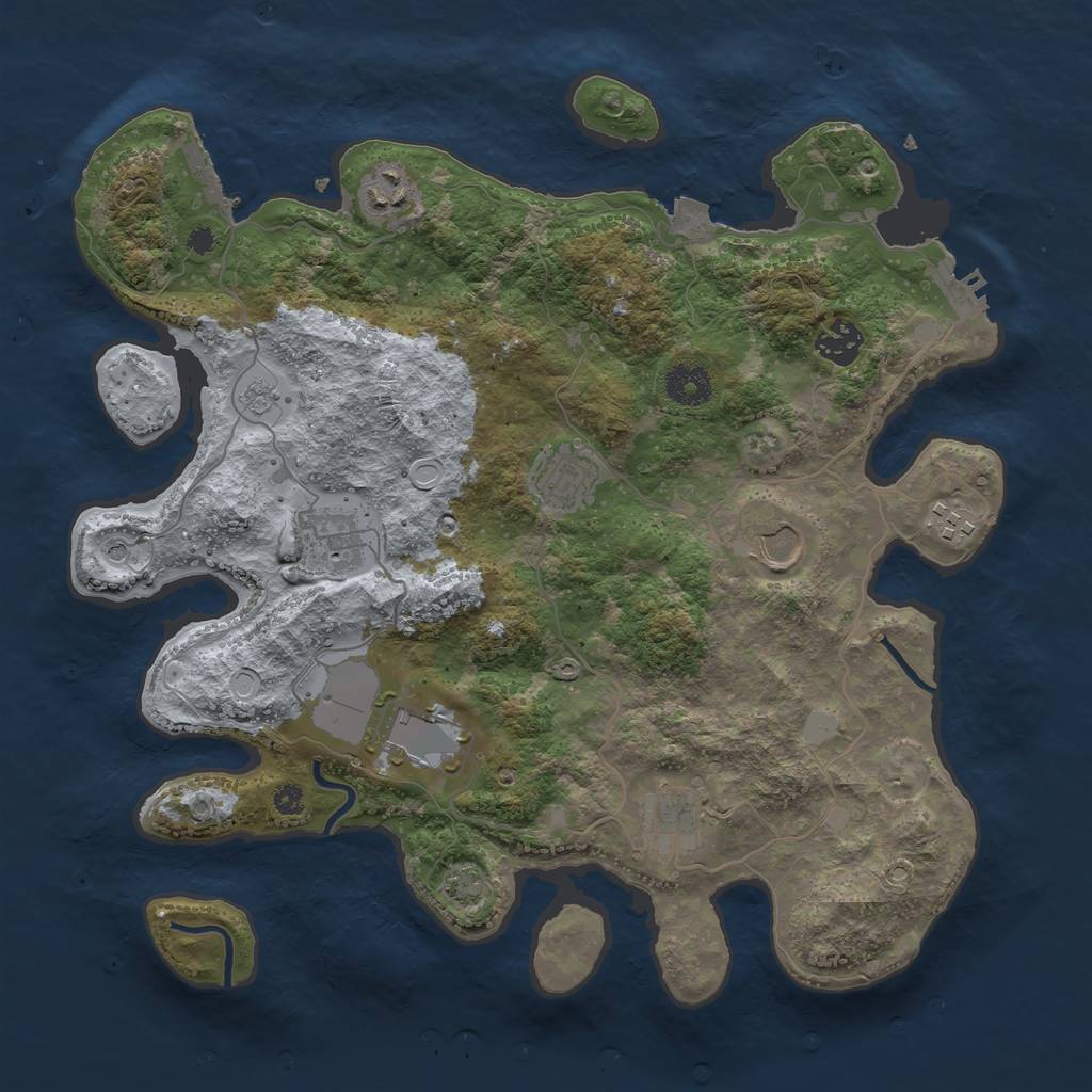 Rust Map: Procedural Map, Size: 3600, Seed: 563453132, 16 Monuments