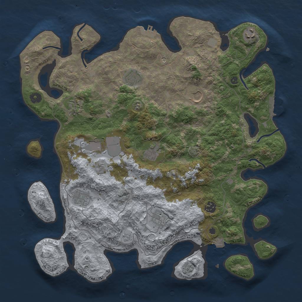 Rust Map: Procedural Map, Size: 4000, Seed: 770742652, 18 Monuments