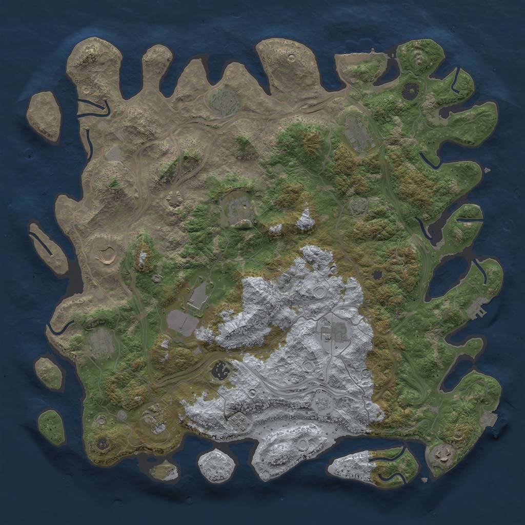 Rust Map: Procedural Map, Size: 4500, Seed: 233517600, 19 Monuments