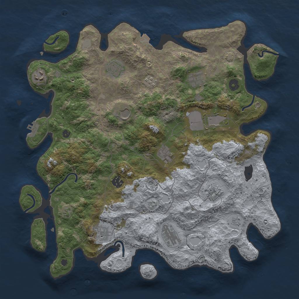 Rust Map: Procedural Map, Size: 4000, Seed: 1726686152, 18 Monuments