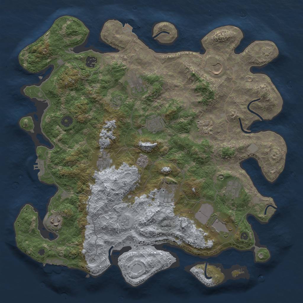 Rust Map: Procedural Map, Size: 4000, Seed: 741329, 19 Monuments