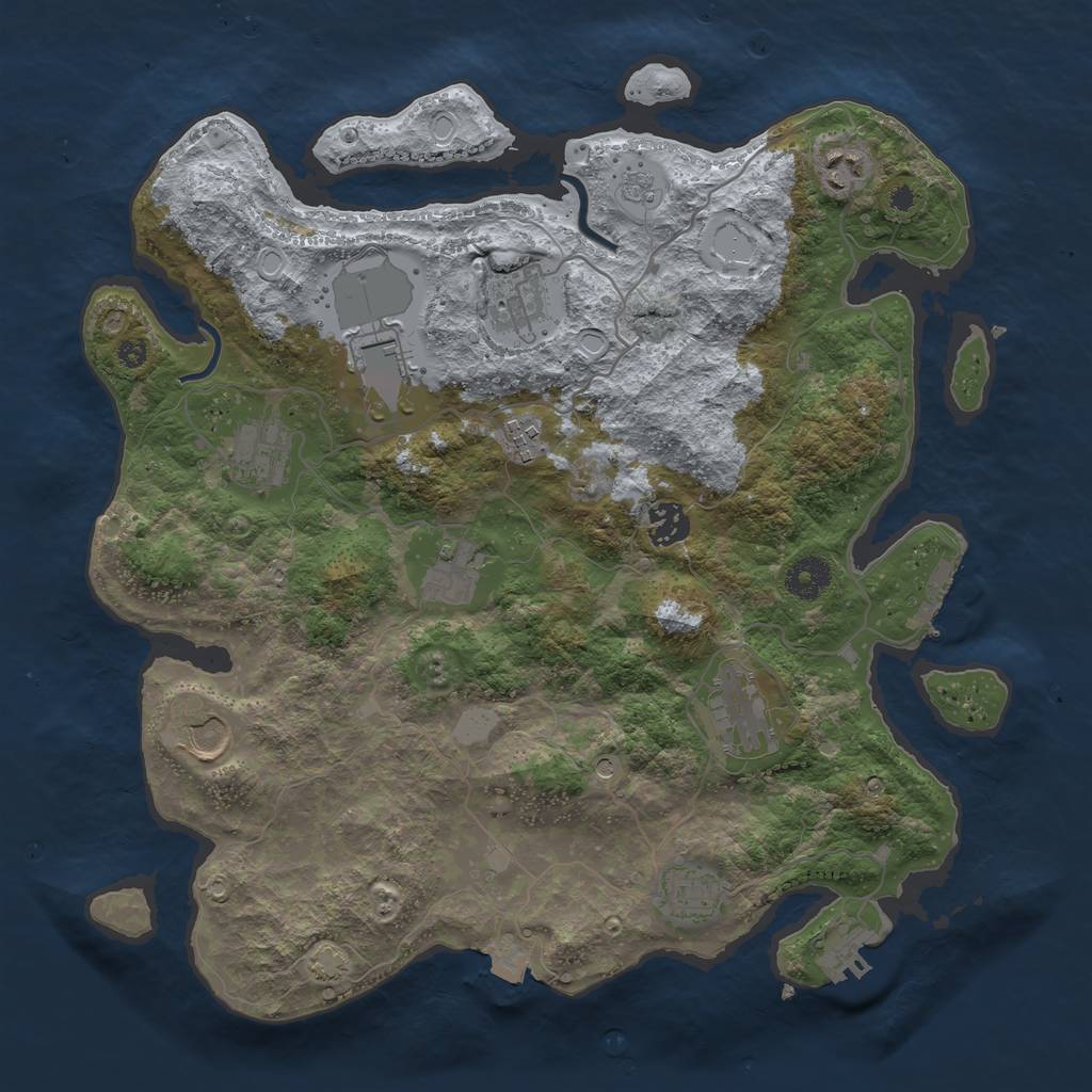 Rust Map: Procedural Map, Size: 3700, Seed: 1315662986, 18 Monuments