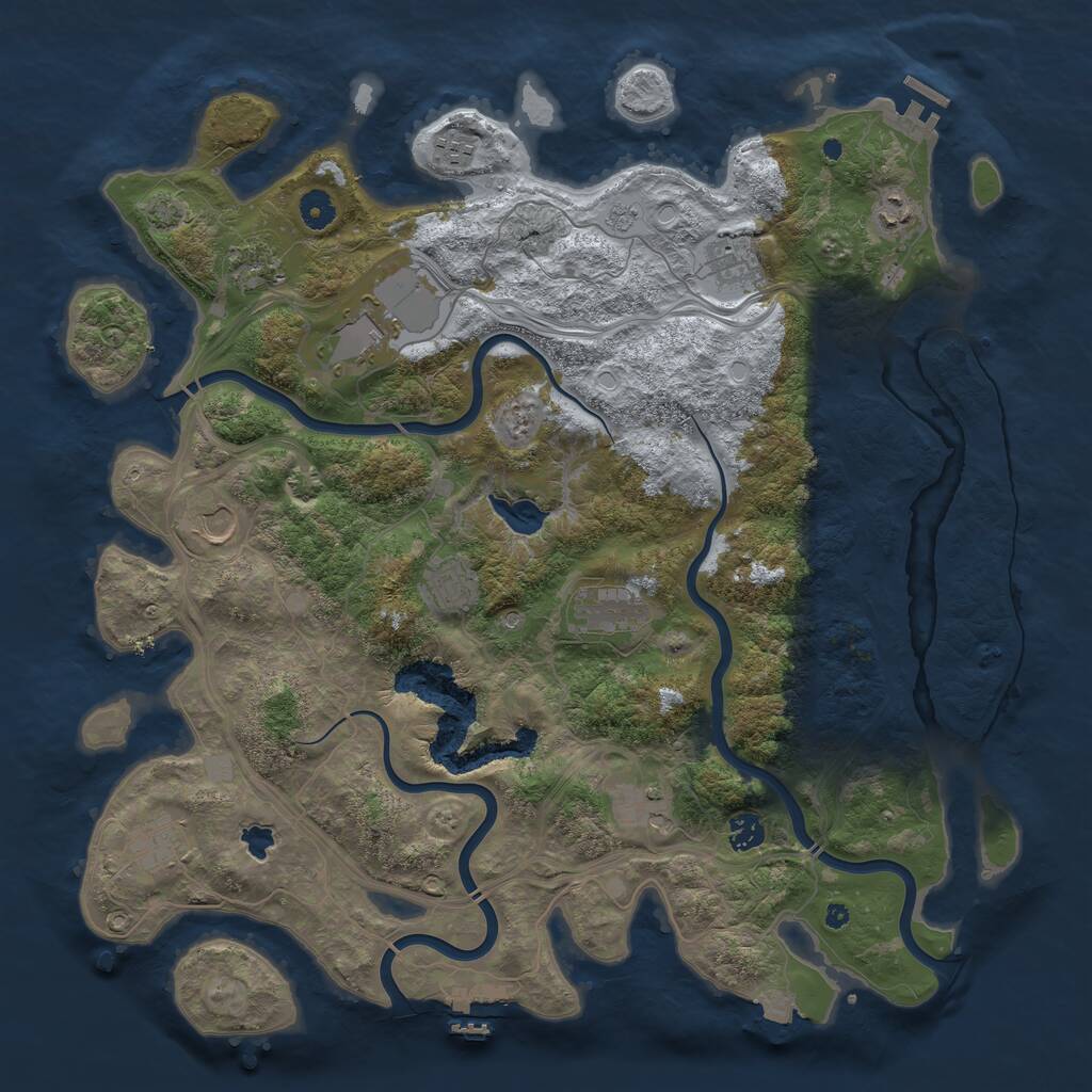 Rust Map: Procedural Map, Size: 4400, Seed: 224600714, 17 Monuments