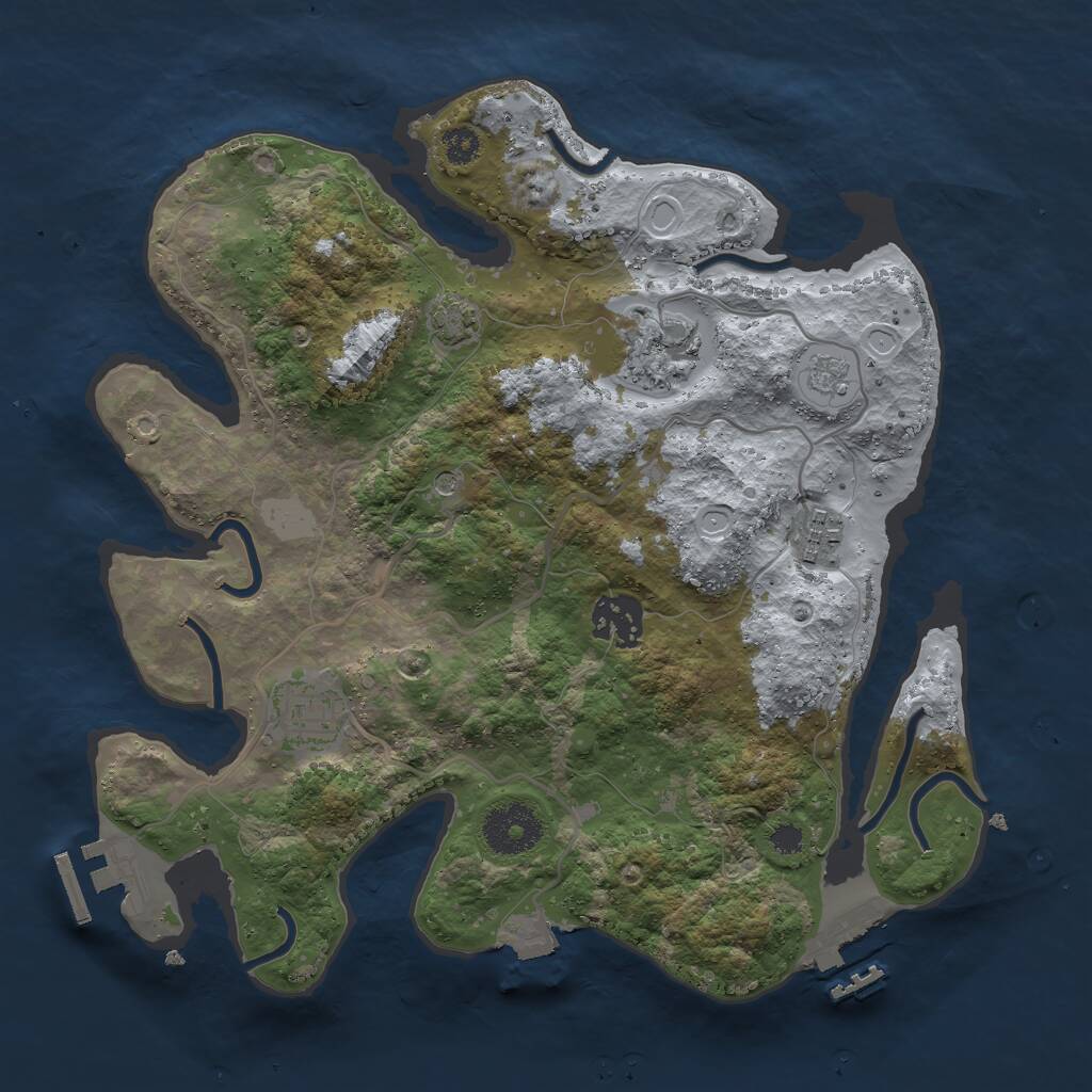 Rust Map: Procedural Map, Size: 3000, Seed: 23123123, 10 Monuments