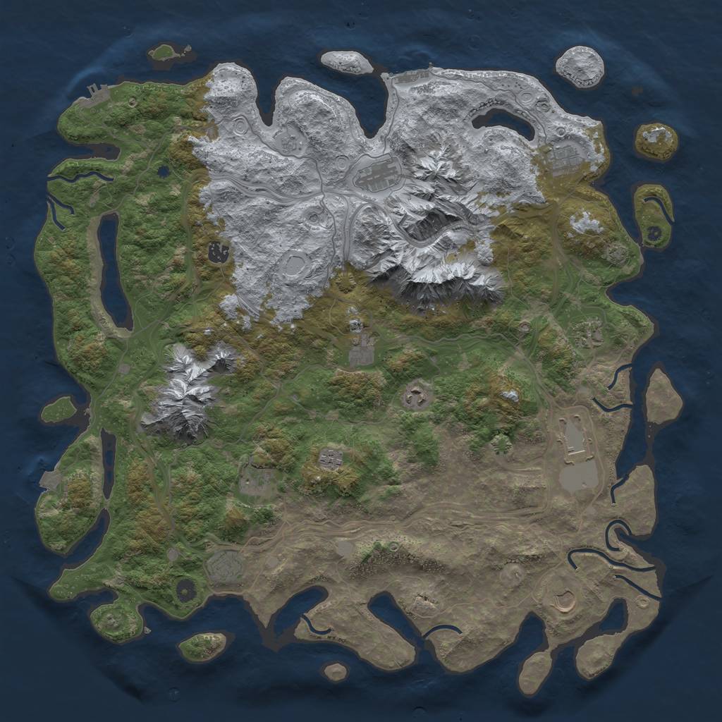 Rust Map: Procedural Map, Size: 5000, Seed: 2563487, 19 Monuments