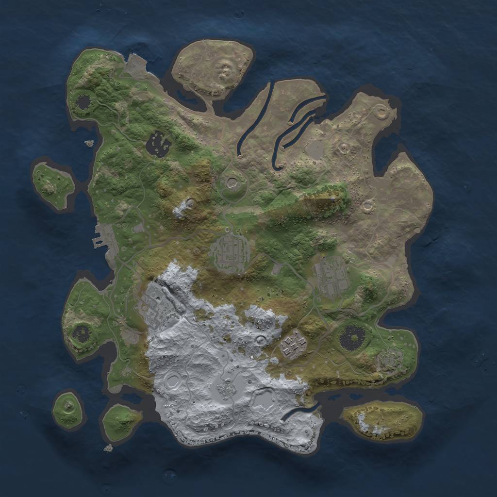Rust Map: Procedural Map, Size: 3000, Seed: 1045200662, 12 Monuments