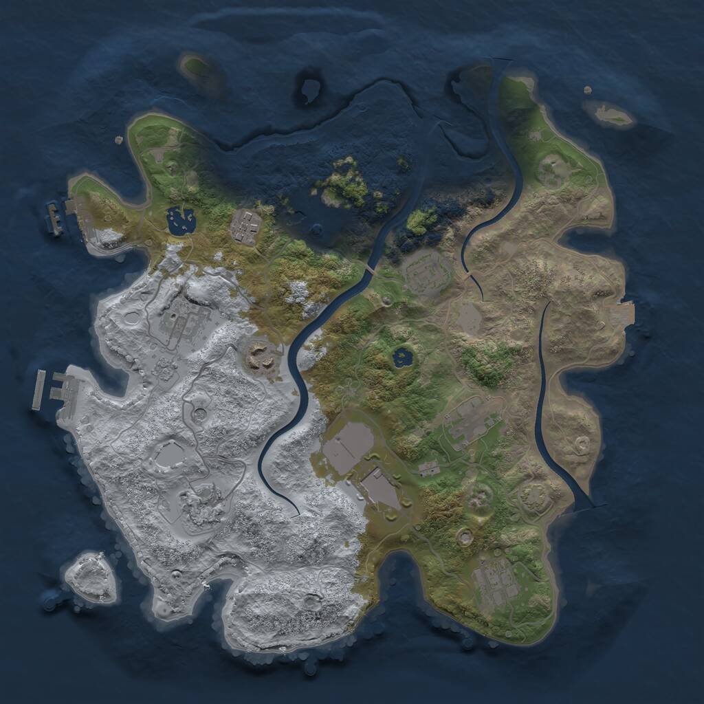 Rust Map: Procedural Map, Size: 3500, Seed: 481329175, 16 Monuments