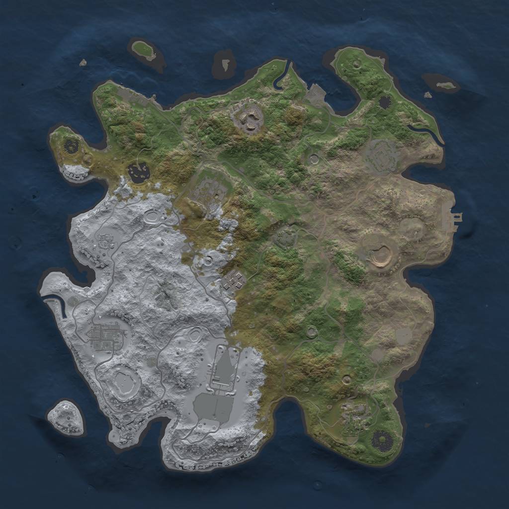 Rust Map: Procedural Map, Size: 3500, Seed: 481329175, 17 Monuments