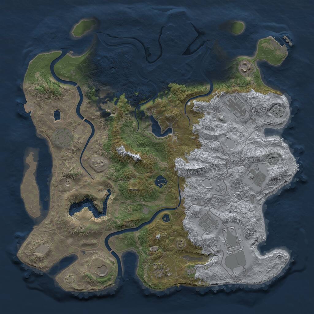 Rust Map: Procedural Map, Size: 4000, Seed: 1172391869, 17 Monuments