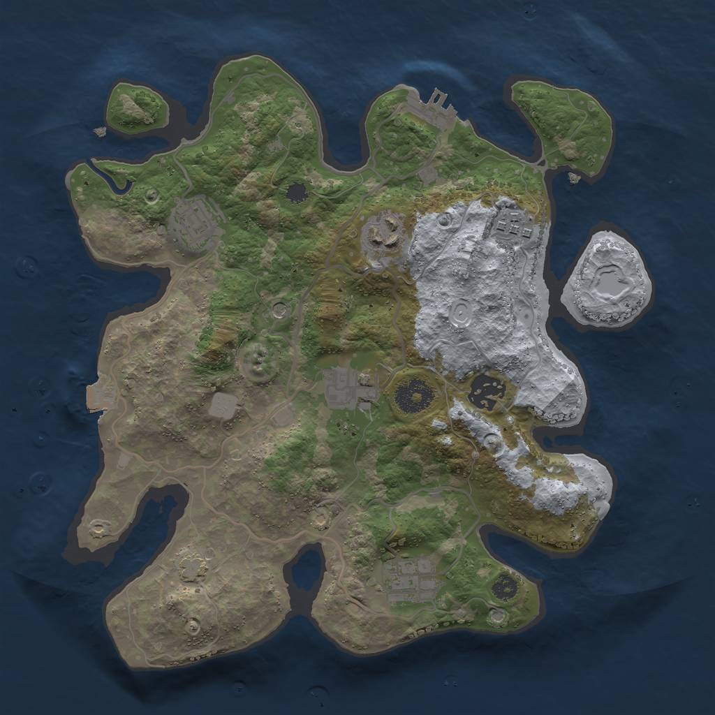 Rust Map: Procedural Map, Size: 3000, Seed: 100000, 12 Monuments