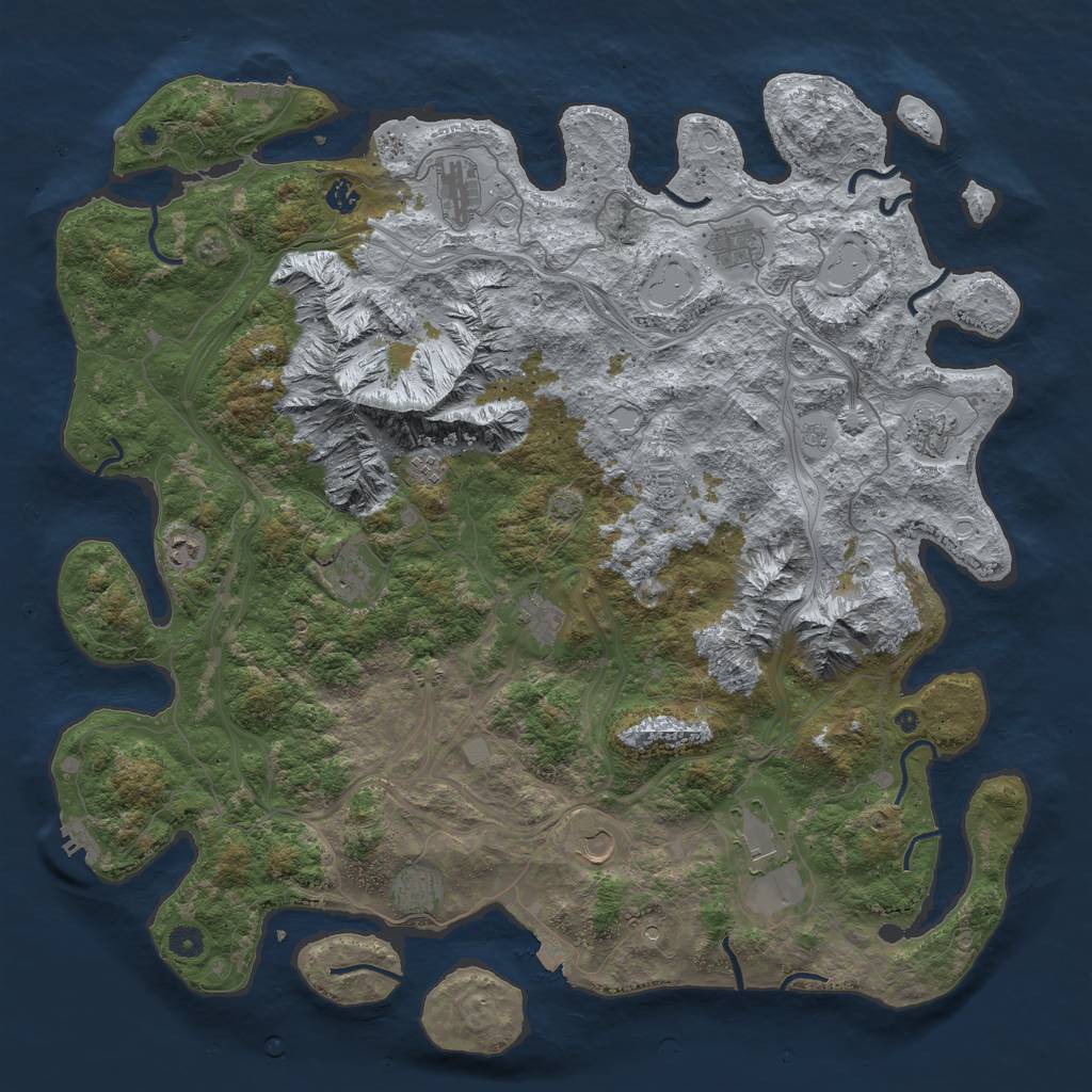 Rust Map: Procedural Map, Size: 5000, Seed: 12121244, 19 Monuments