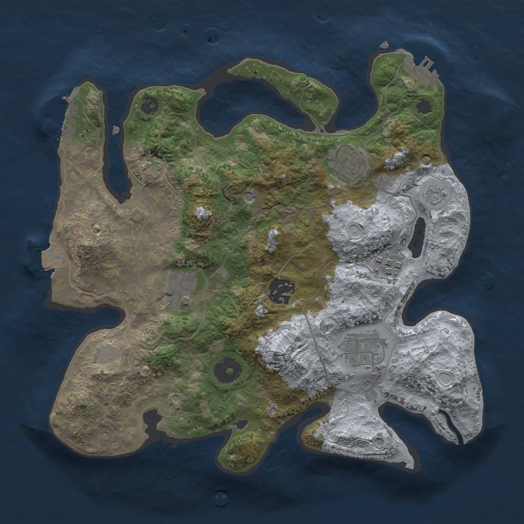 Rust Map: Procedural Map, Size: 3000, Seed: 29139263, 13 Monuments