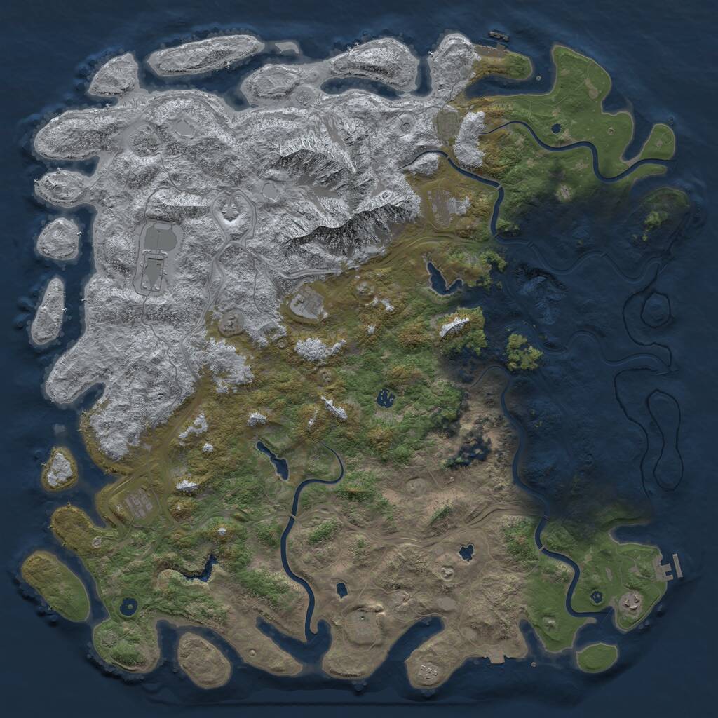 Rust Map: Procedural Map, Size: 6000, Seed: 1253783549, 17 Monuments