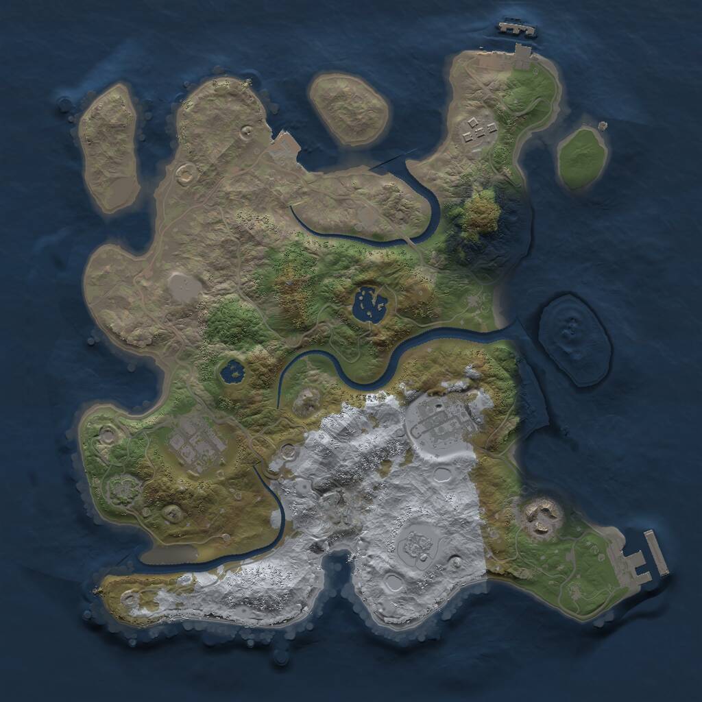Rust Map: Procedural Map, Size: 3000, Seed: 7635890, 11 Monuments