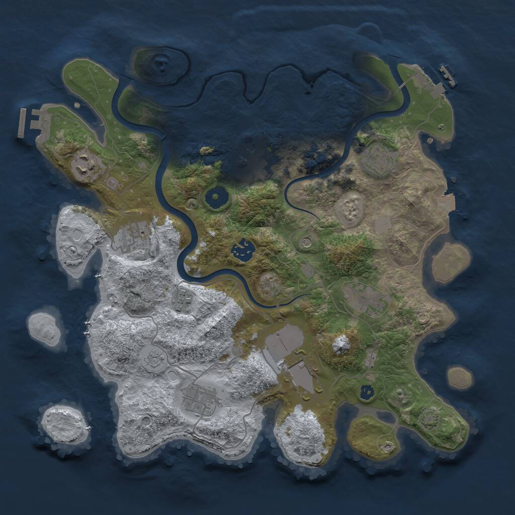Rust Map: Procedural Map, Size: 3500, Seed: 719002703, 15 Monuments