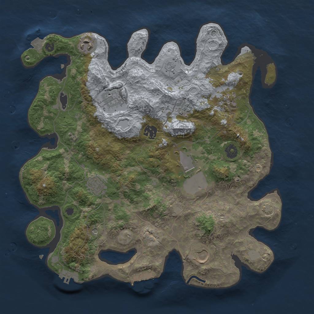 Rust Map: Procedural Map, Size: 3500, Seed: 5498432, 16 Monuments