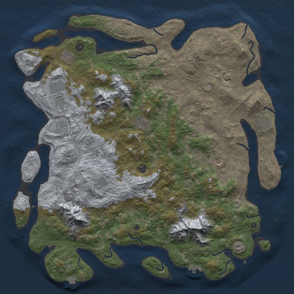 Rust Map: Procedural Map, Size: 5000, Seed: 597911937, 19 Monuments