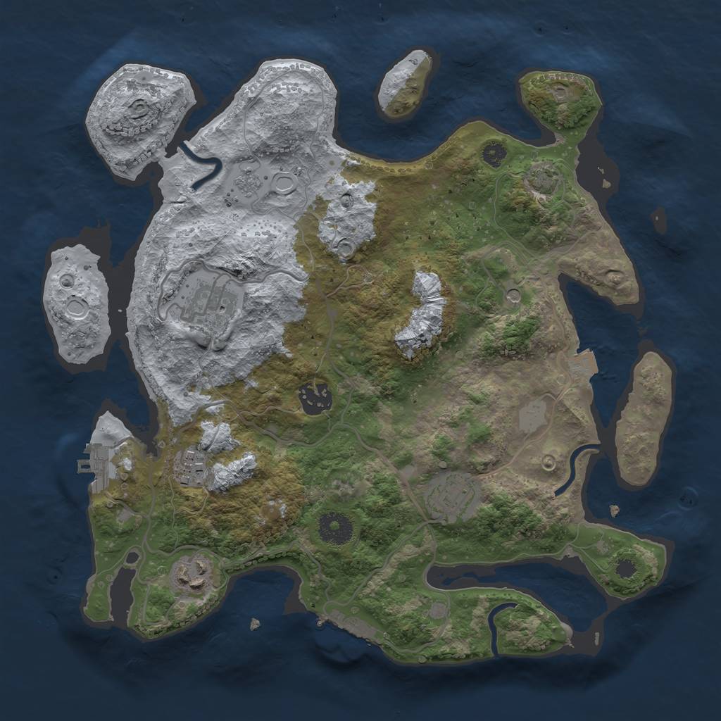 Rust Map: Procedural Map, Size: 3200, Seed: 715971321, 13 Monuments