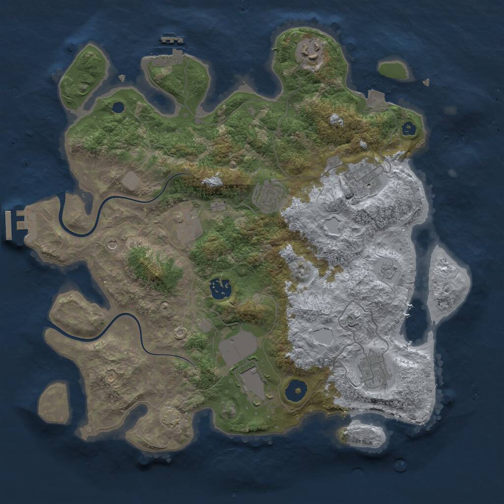 Rust Map: Procedural Map, Size: 3500, Seed: 904031917, 13 Monuments