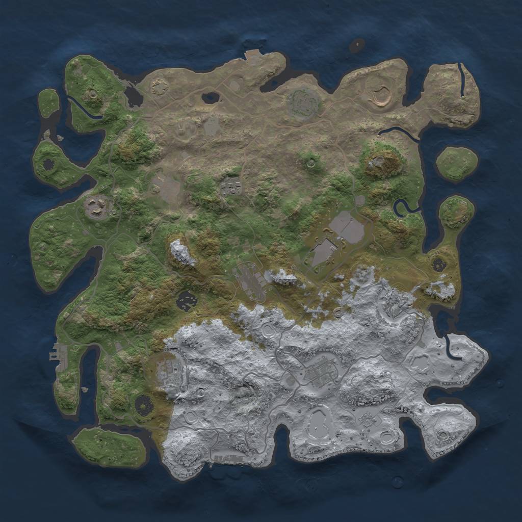 Rust Map: Procedural Map, Size: 4000, Seed: 787378336, 18 Monuments