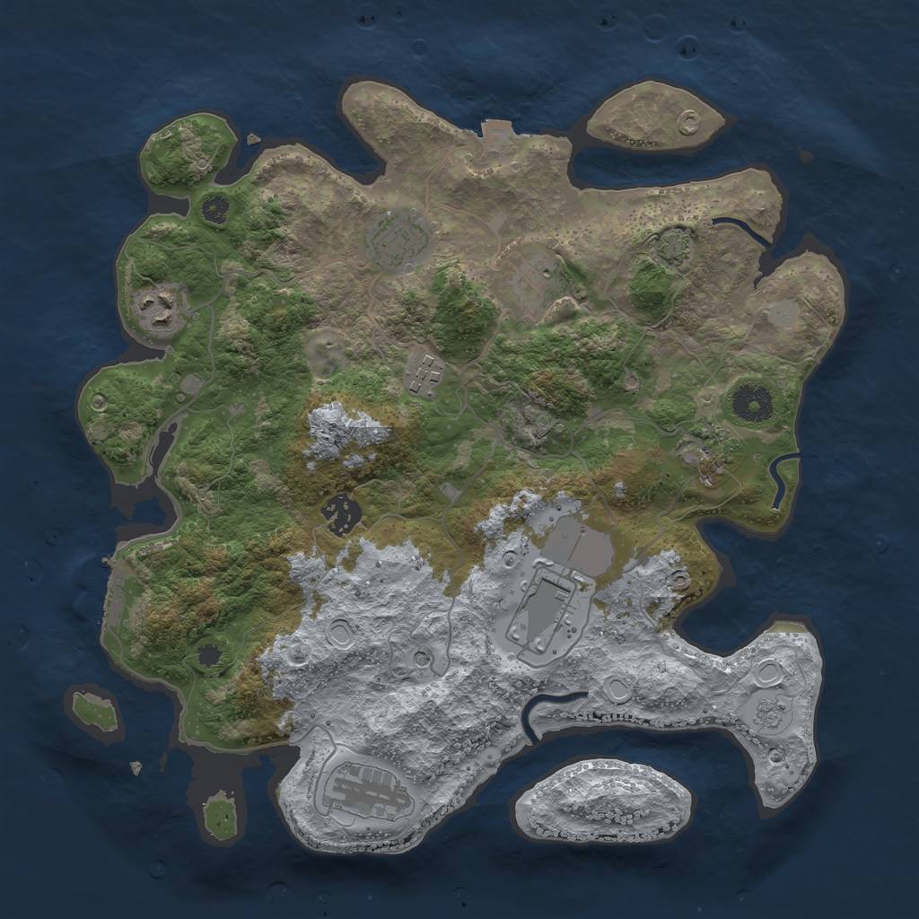 Rust Map: Procedural Map, Size: 3500, Seed: 1384933673, 15 Monuments