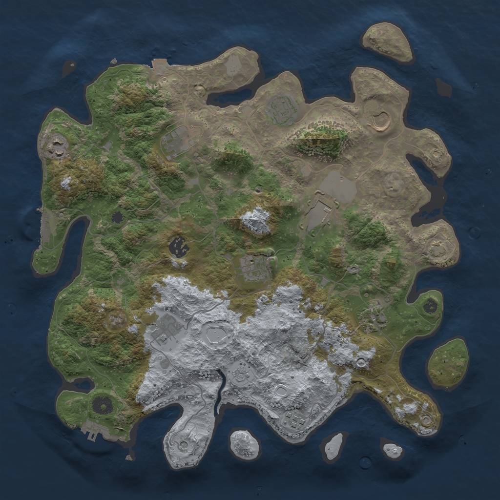 Rust Map: Procedural Map, Size: 3800, Seed: 131946861, 18 Monuments