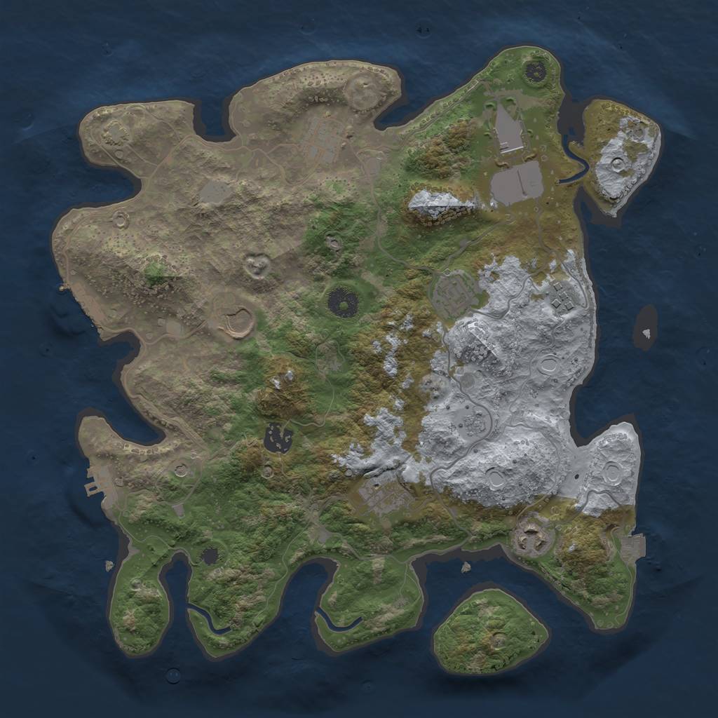 Rust Map: Procedural Map, Size: 3550, Seed: 1803602431, 16 Monuments