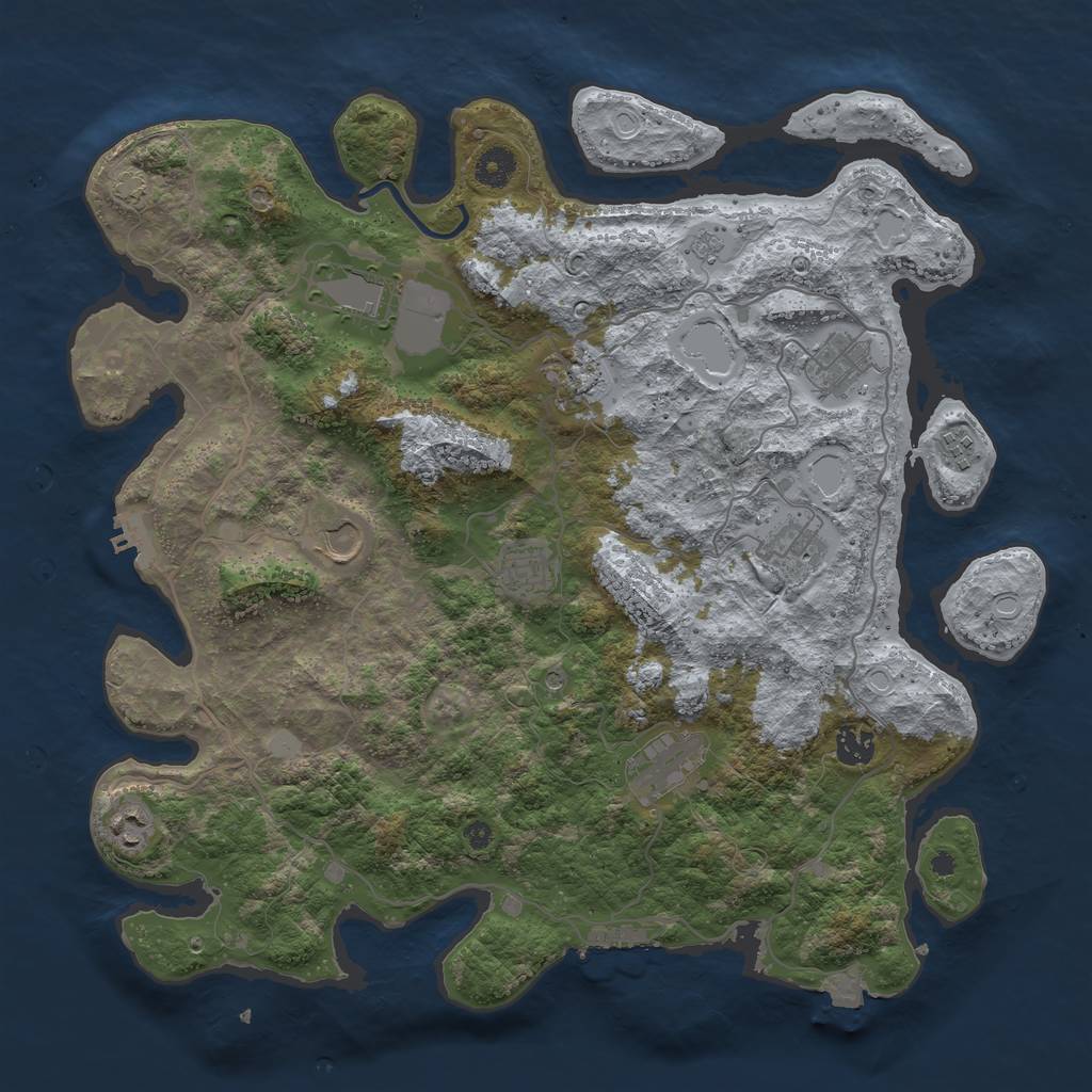 Rust Map: Procedural Map, Size: 4050, Seed: 356399337, 18 Monuments