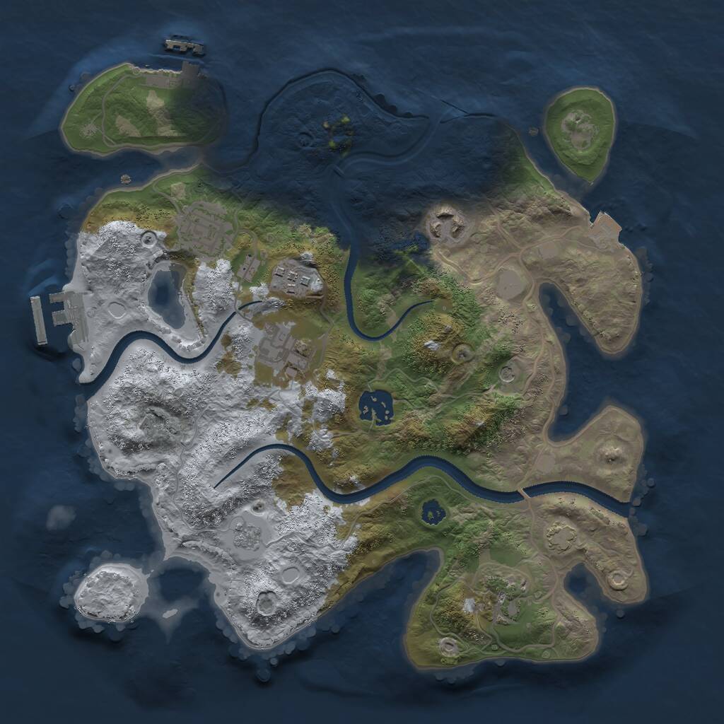Rust Map: Procedural Map, Size: 3000, Seed: 1750893243, 12 Monuments