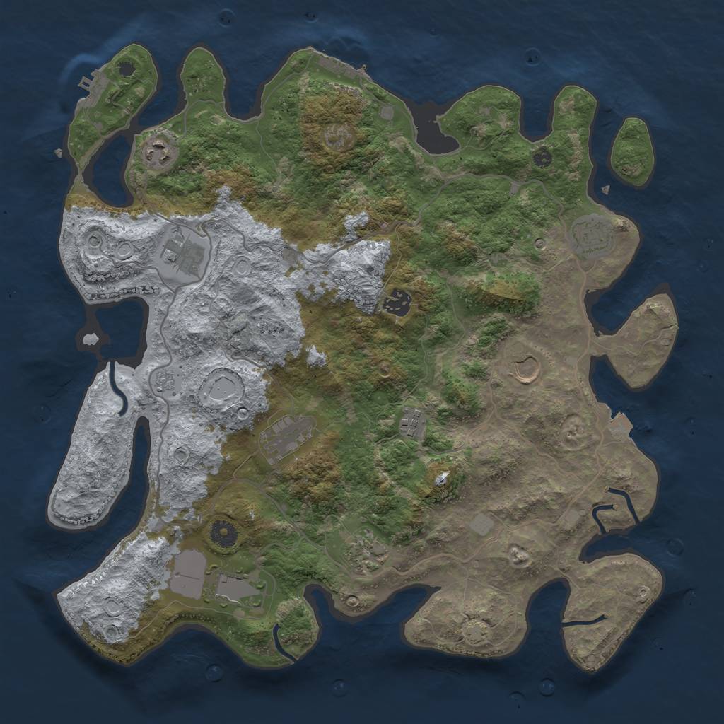 Rust Map: Procedural Map, Size: 4000, Seed: 27001, 17 Monuments