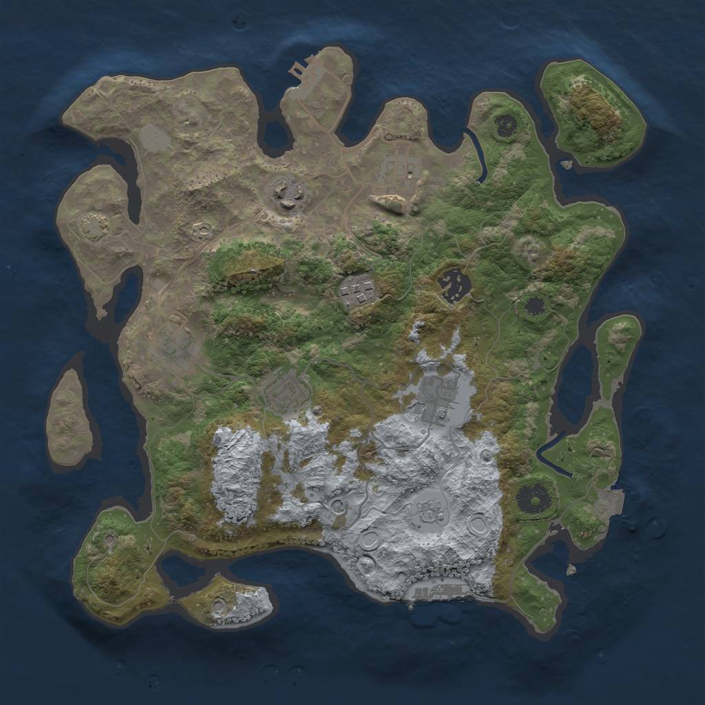 Rust Map: Procedural Map, Size: 3250, Seed: 2036012371, 15 Monuments