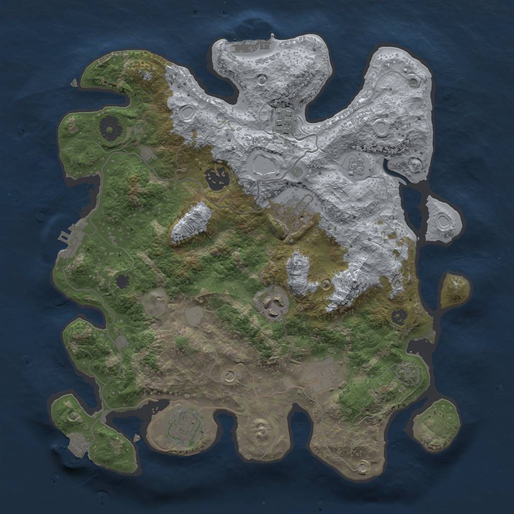 Rust Map: Procedural Map, Size: 3250, Seed: 880640018, 14 Monuments