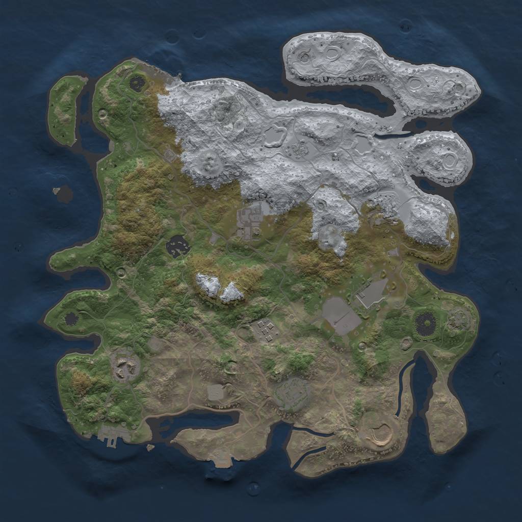 Rust Map: Procedural Map, Size: 3500, Seed: 2023477303, 16 Monuments