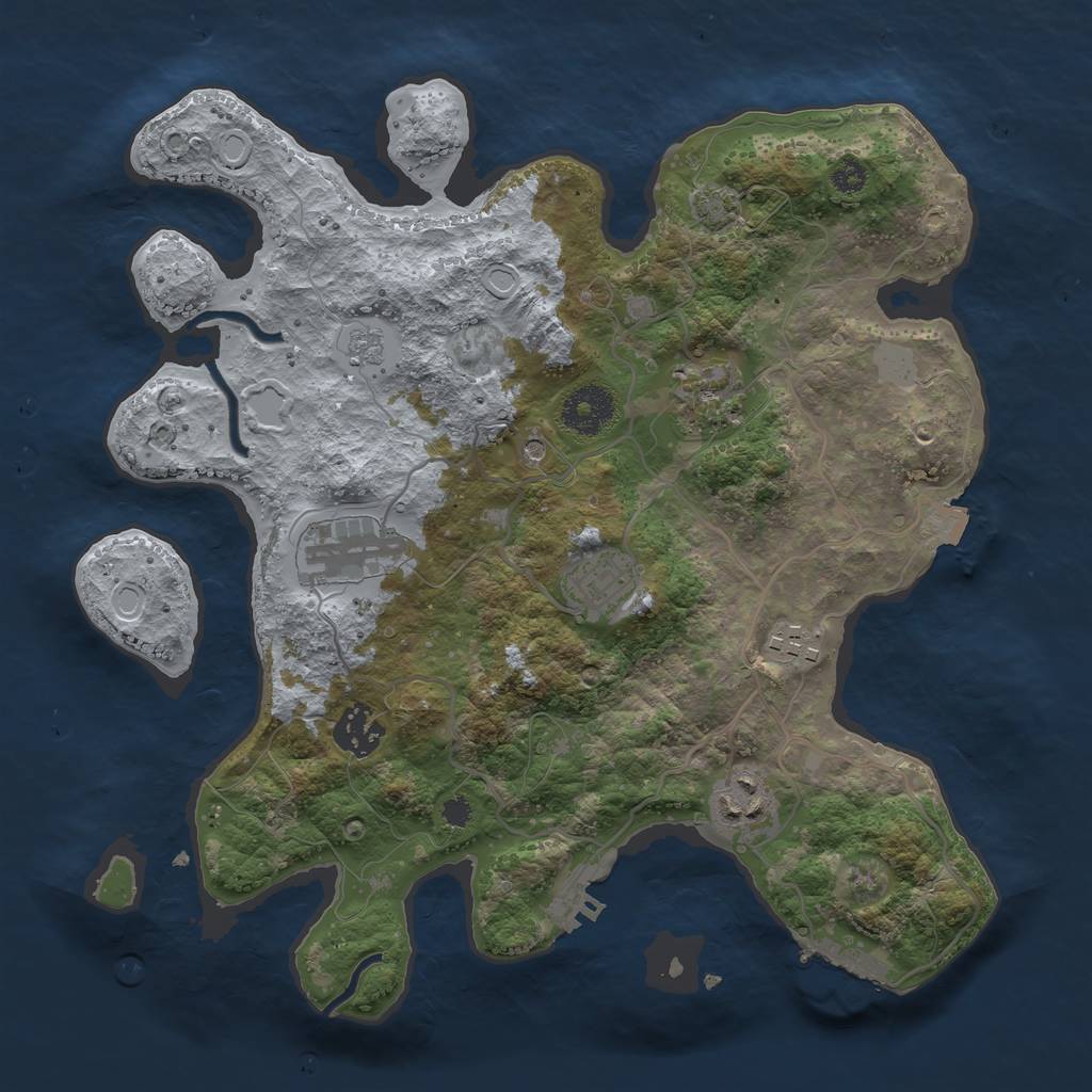 Rust Map: Procedural Map, Size: 3250, Seed: 1468307662, 14 Monuments