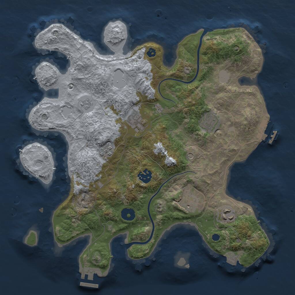 Rust Map: Procedural Map, Size: 3250, Seed: 1468307662, 11 Monuments