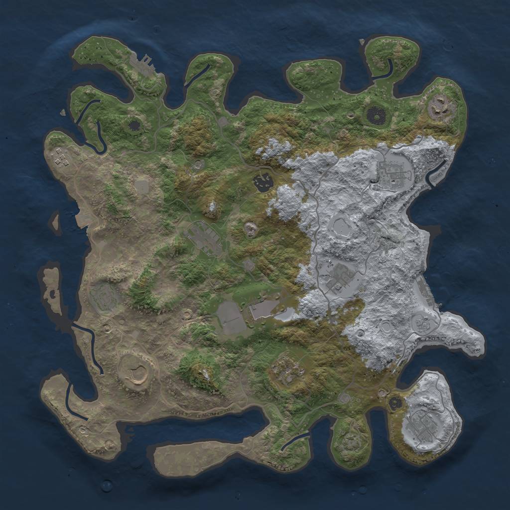 Rust Map: Procedural Map, Size: 4000, Seed: 302946622, 19 Monuments