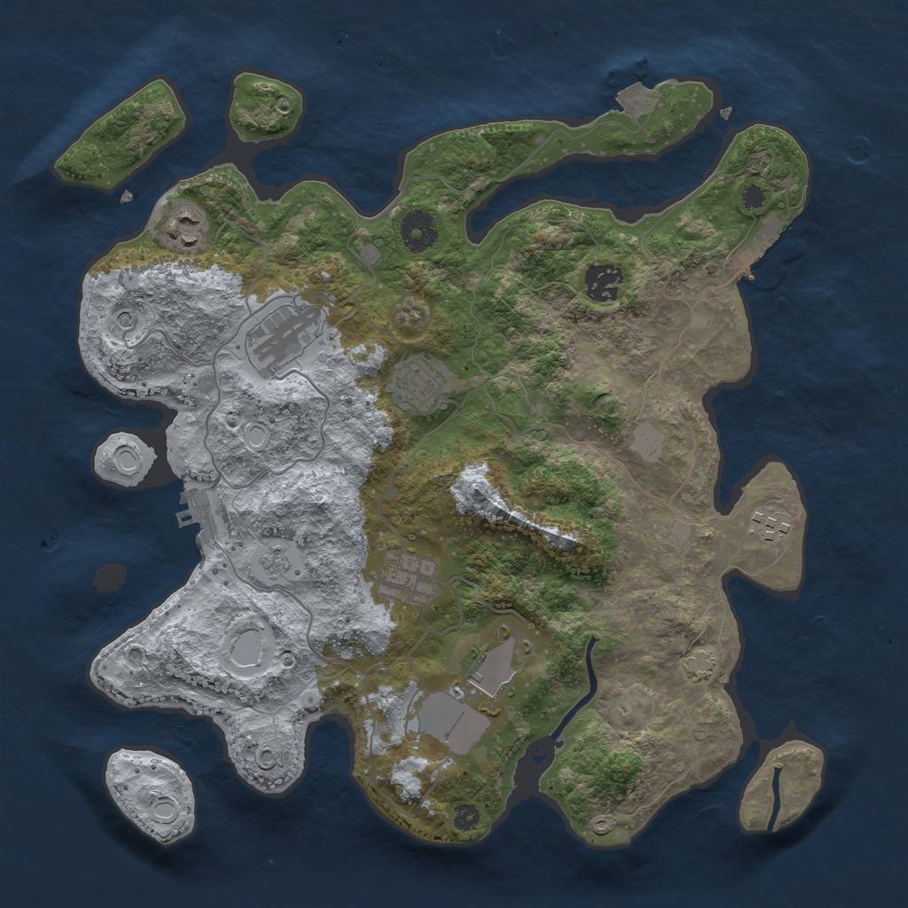 Rust Map: Procedural Map, Size: 3500, Seed: 1516381616, 15 Monuments