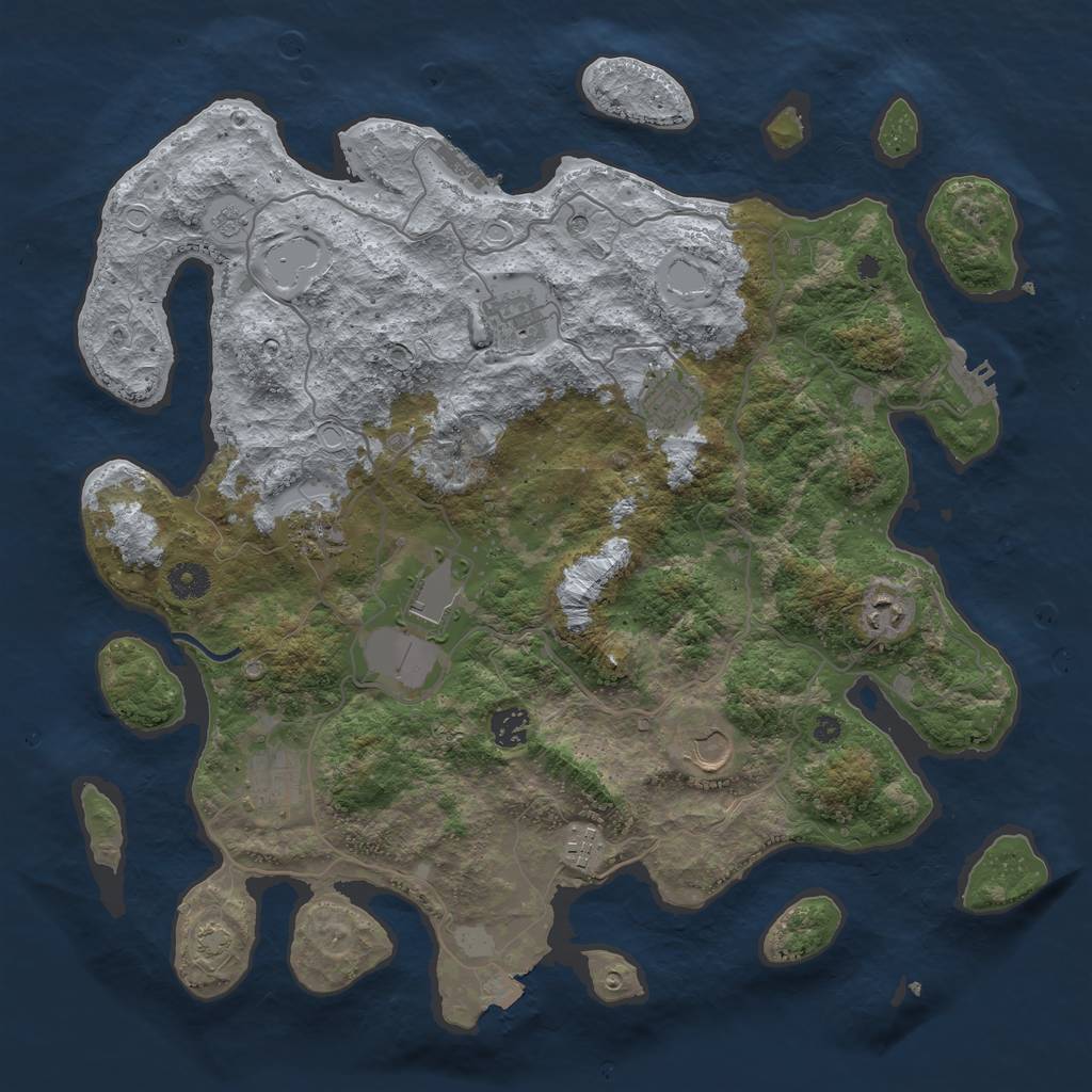 Rust Map: Procedural Map, Size: 4050, Seed: 1818558883, 17 Monuments