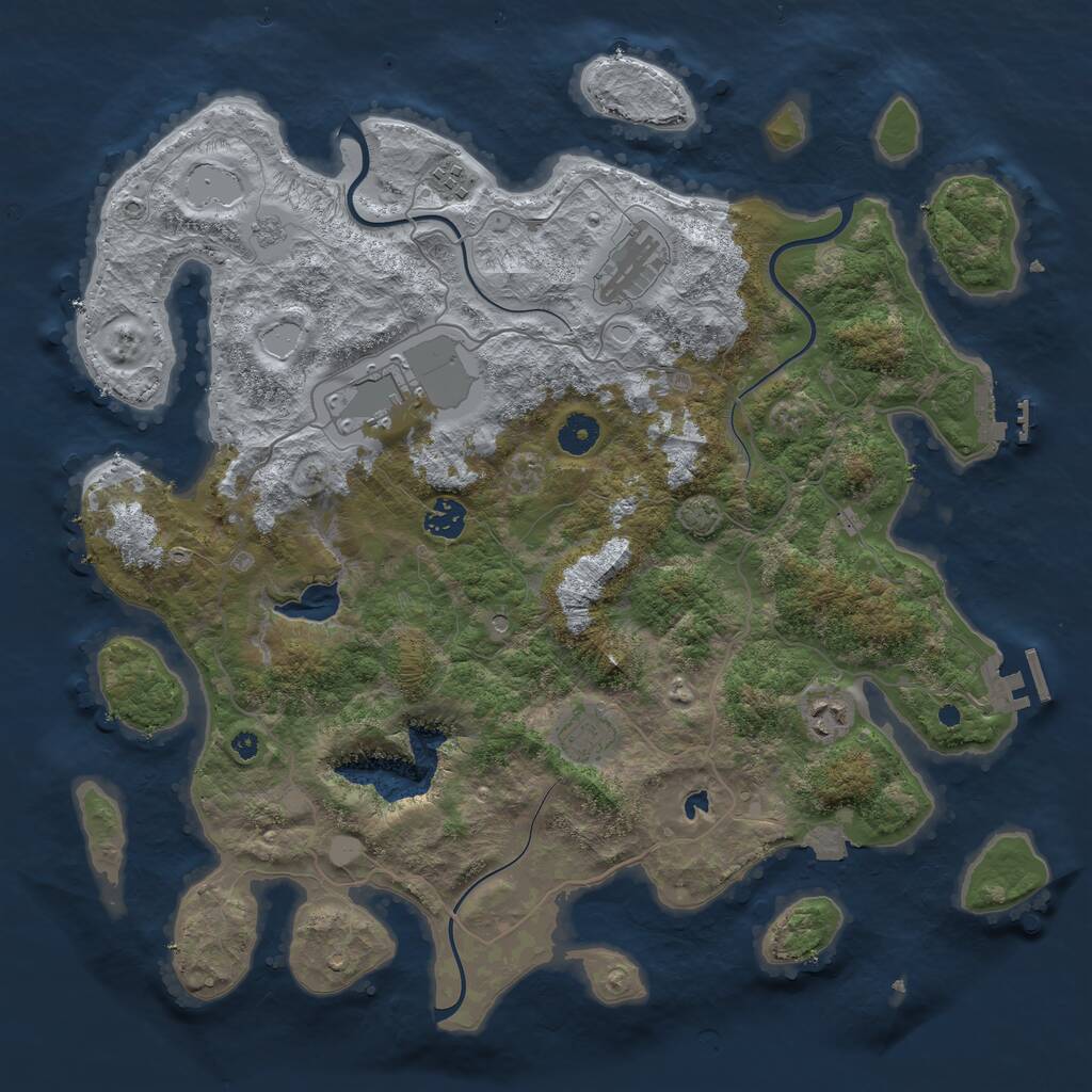 Rust Map: Procedural Map, Size: 4050, Seed: 1818558883, 12 Monuments
