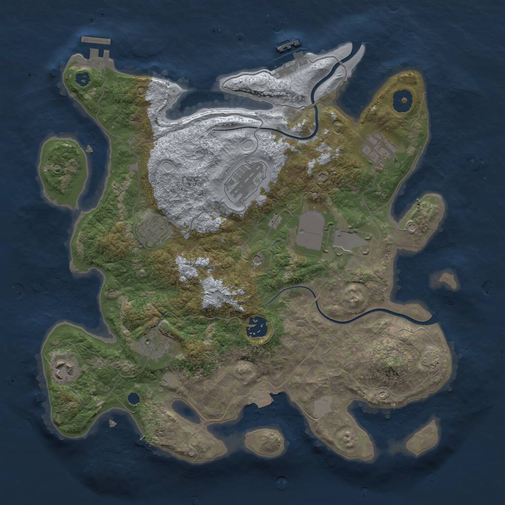 Rust Map: Procedural Map, Size: 3500, Seed: 1055607317, 12 Monuments