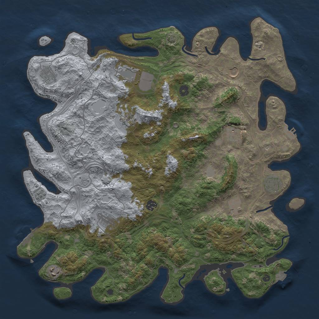 Rust Map: Procedural Map, Size: 4500, Seed: 1013947964, 19 Monuments