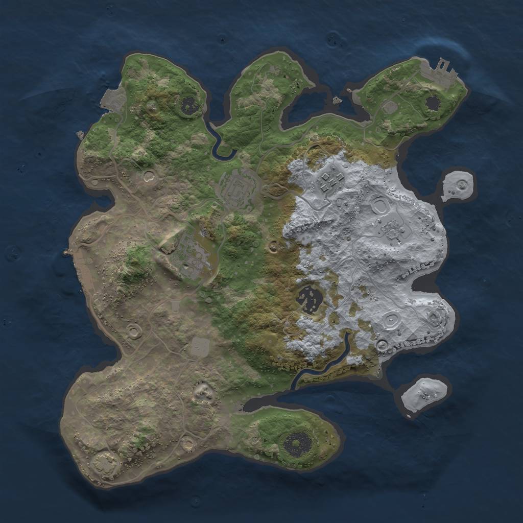 Rust Map: Procedural Map, Size: 3000, Seed: 164359, 12 Monuments