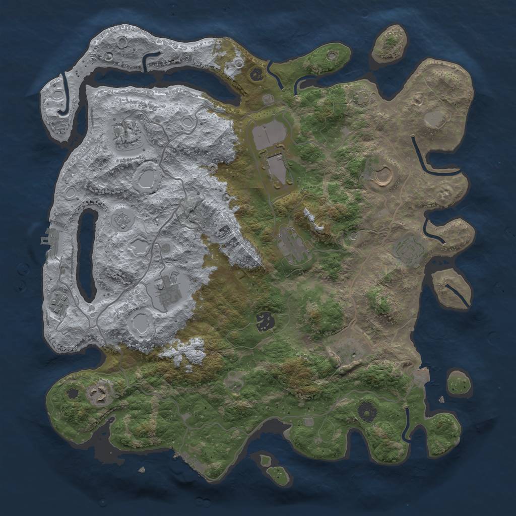 Rust Map: Procedural Map, Size: 4000, Seed: 119999, 18 Monuments
