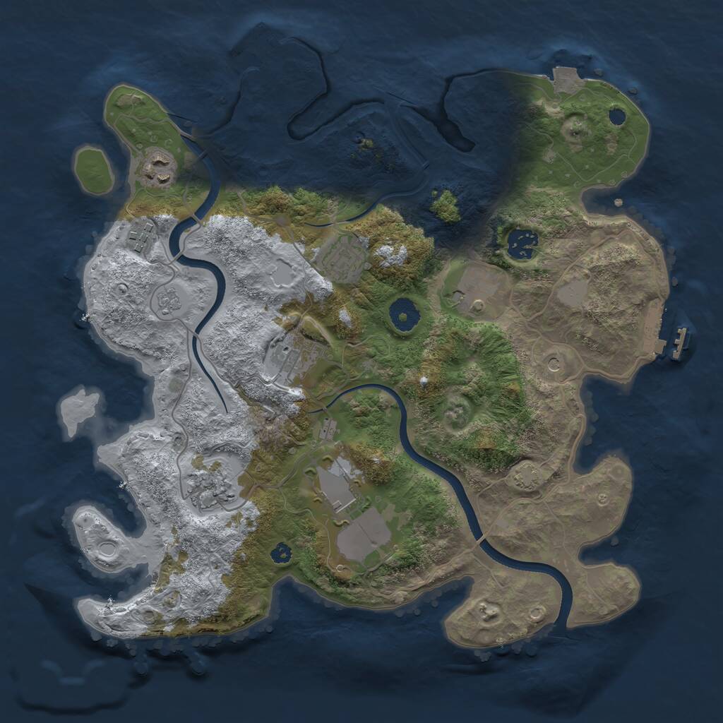 Rust Map: Procedural Map, Size: 3500, Seed: 1961510787, 14 Monuments