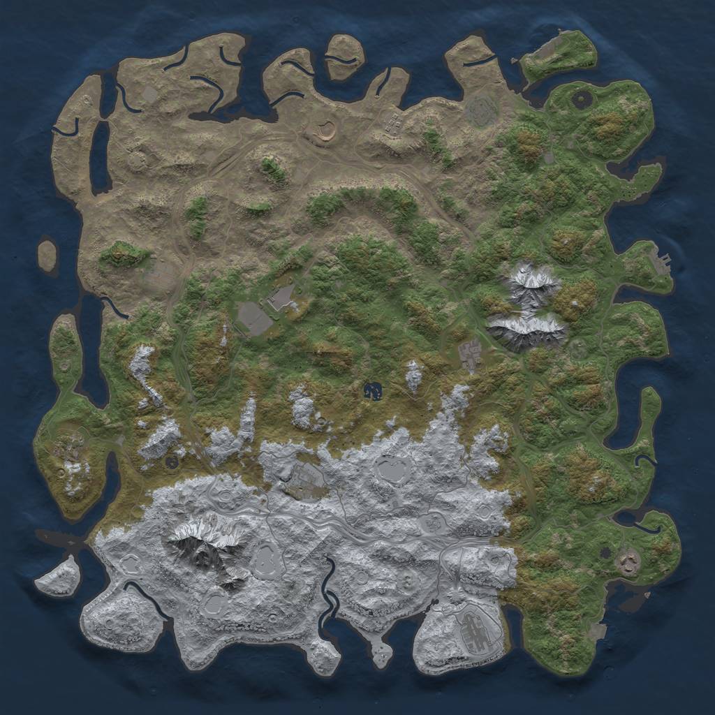 Rust Map: Procedural Map, Size: 5500, Seed: 7122023, 19 Monuments